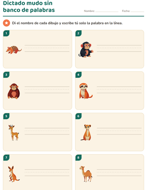 Vista previa de la hoja de Escribir la palabra con Animales del zoológico para grado 1
