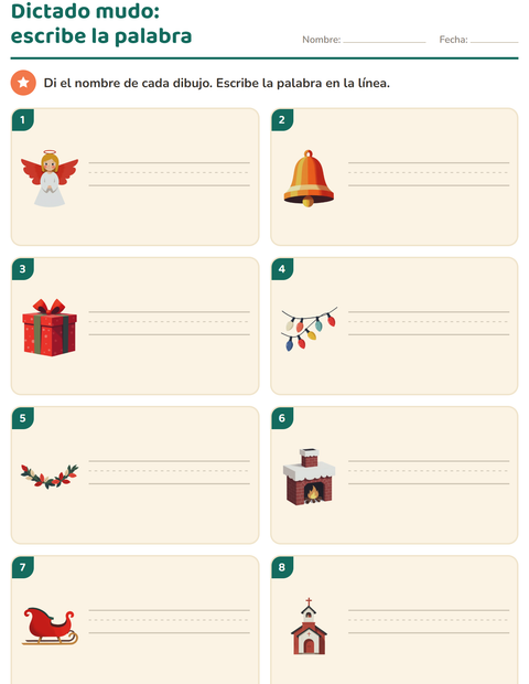Vista previa de la hoja de Escribir la palabra con Navidad para grado 1