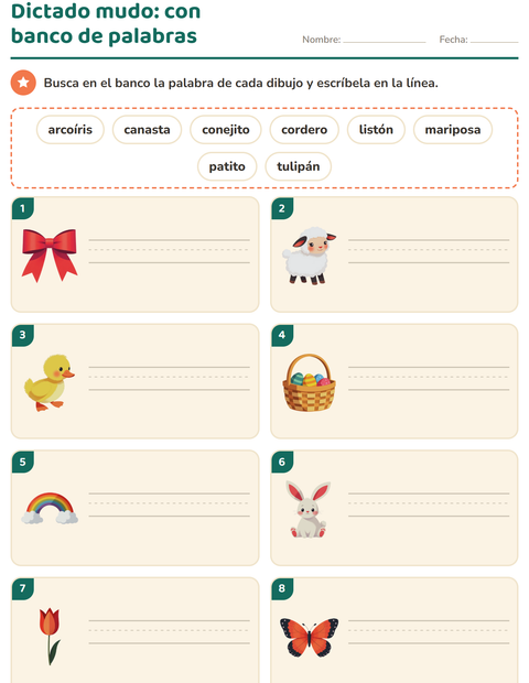 Vista previa de la hoja de Escribir la palabra con Pascua para grado 1