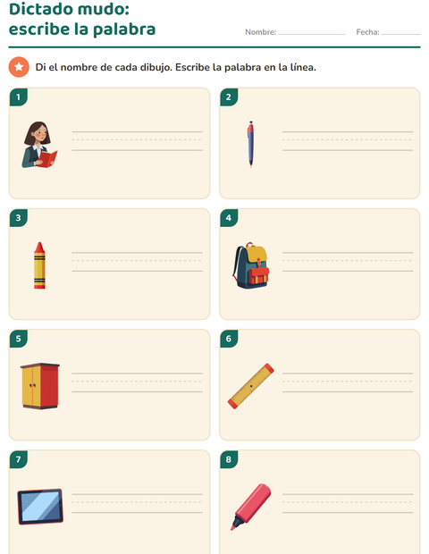 Vista previa de la hoja de Escribir la palabra con Salón de clases para grado 1
