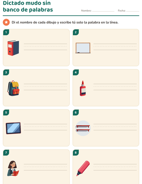 Vista previa de la hoja de Escribir la palabra con Salón de clases para grado 1