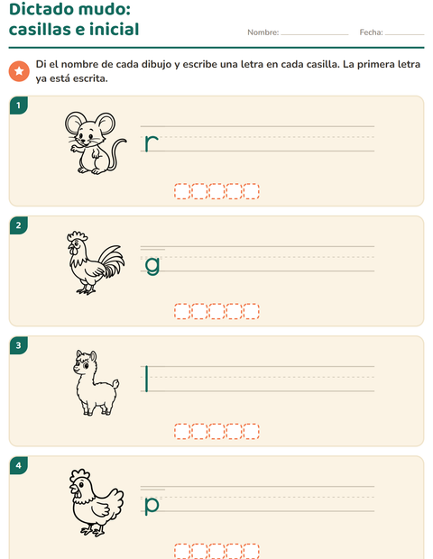 Vista previa de la hoja de Escribir la palabra con Animales BN 4 para grado 1