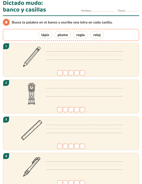 Vista previa de la hoja de Escribir la palabra con Educación BN para grado 1