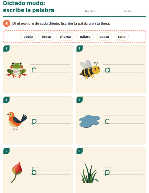 Vista previa de la hoja de Escribir la palabra con Primavera para grado 1
