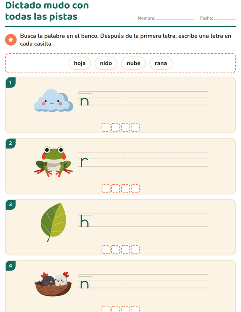 Vista previa de la hoja de Escribir la palabra con Primavera para grado 1
