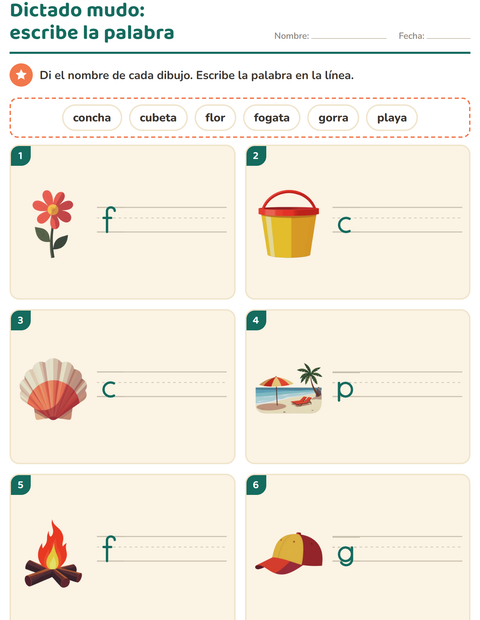 Vista previa de la hoja de Escribir la palabra con Verano para grado 1