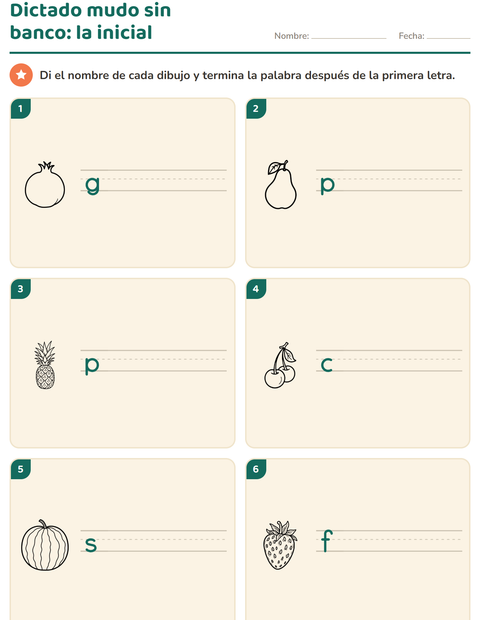 Vista previa de la hoja de Escribir la palabra con Frutas BN para grado 1