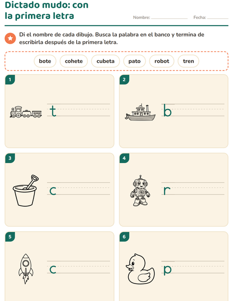 Vista previa de la hoja de Escribir la palabra con Juguetes BN para grado 1