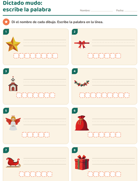 Vista previa de la hoja de Escribir la palabra con Navidad para grado 1