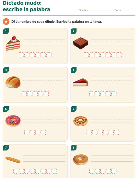 Vista previa de la hoja de Escribir la palabra con Panadería para grado 1