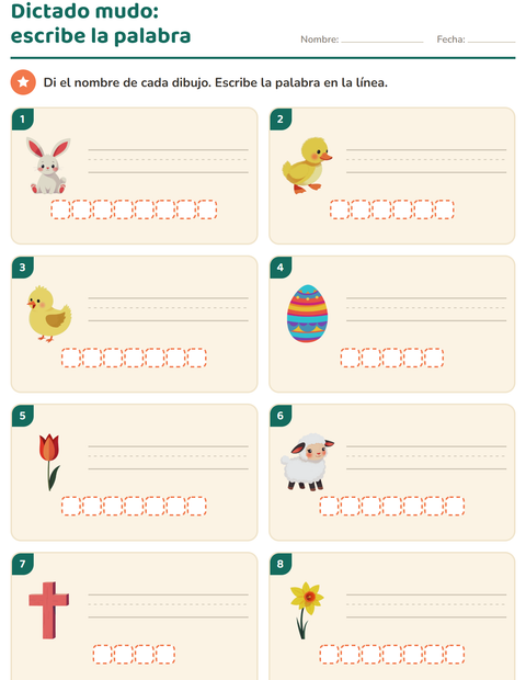 Vista previa de la hoja de Escribir la palabra con Pascua para grado 1