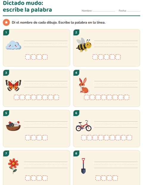 Vista previa de la hoja de Escribir la palabra con Primavera para grado 1