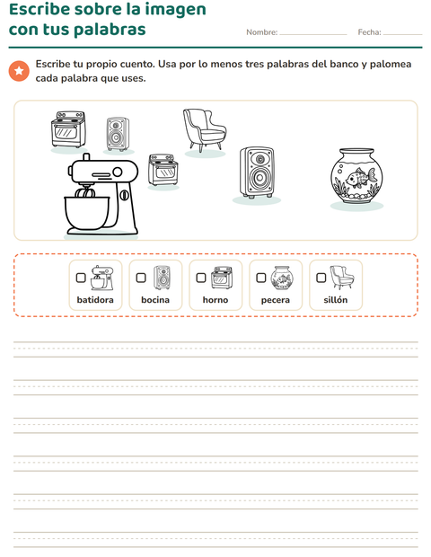 Vista previa de la hoja de Escribir sobre la imagen con Hogar BN para grado 2