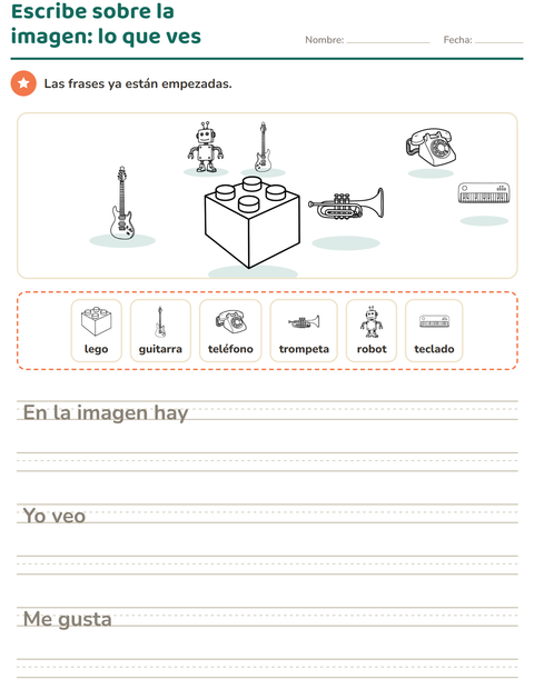 Vista previa de la hoja de Escribir sobre la imagen con Juguetes BN 2 para grado 2