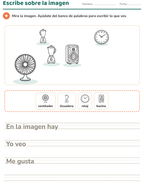 Vista previa de la hoja de Escribir sobre la imagen con Hogar BN para grado 2