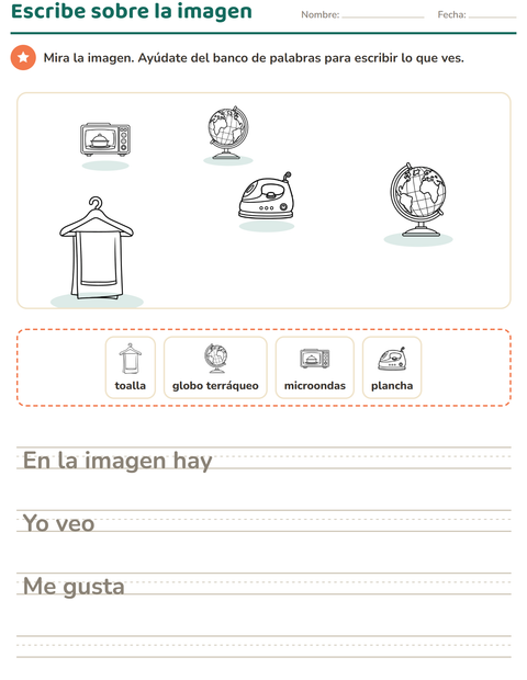Vista previa de la hoja de Escribir sobre la imagen con Hogar BN para grado 2