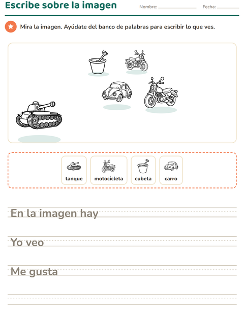 Vista previa de la hoja de Escribir sobre la imagen con Juguetes BN para grado 2