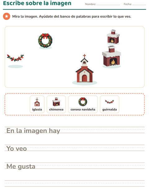 Vista previa de la hoja de Escribir sobre la imagen con Navidad para grado 2