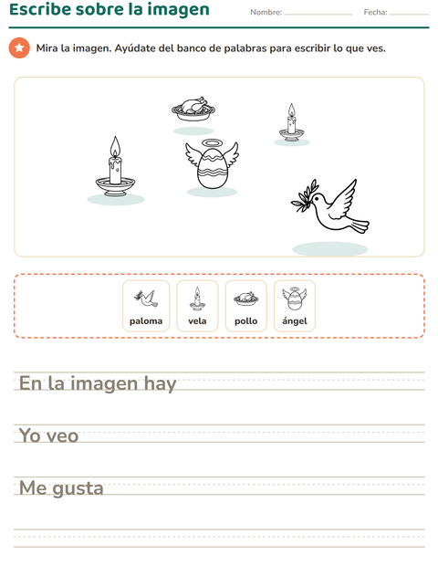 Vista previa de la hoja de Escribir sobre la imagen con Pascua BN 2 para grado 2