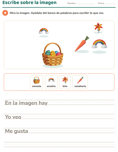 Vista previa de la hoja de Escribir sobre la imagen con Pascua para grado 2