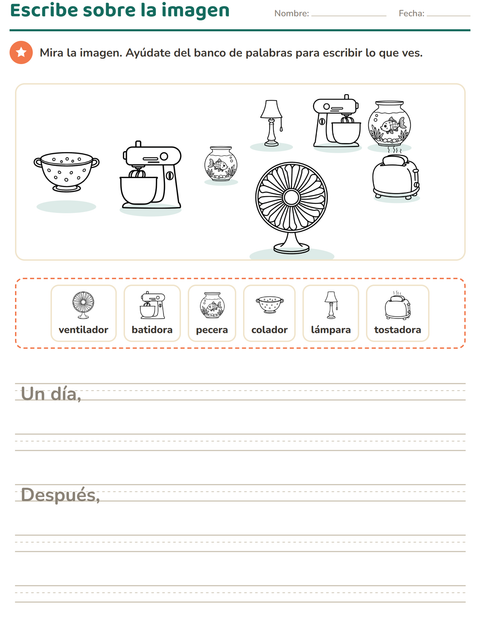 Vista previa de la hoja de Escribir sobre la imagen con Hogar BN para grado 2
