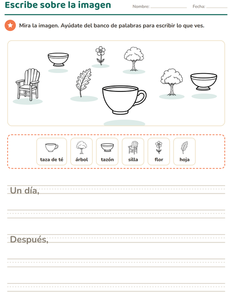 Vista previa de la hoja de Escribir sobre la imagen con Hogar y Naturaleza BN para grado 2