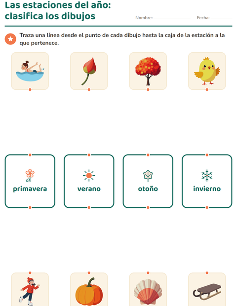 Las estaciones del año: clasifica los dibujos