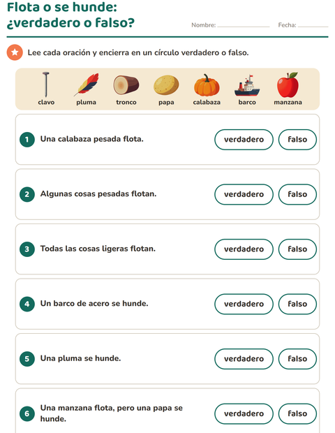 Flota o se hunde: seis oraciones de verdadero o falso