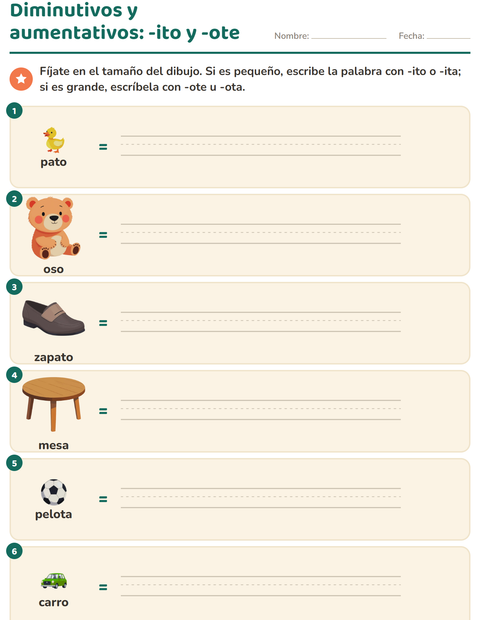 Vista previa de la hoja de Familias de palabras para grado 2