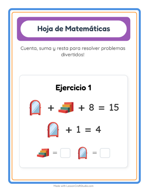 Vista previa de la hoja de Ficha Matemática con Alrededor de la casa para jardín infantil