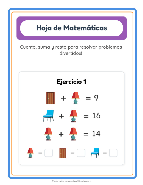 Vista previa de la hoja de Ficha Matemática con Alrededor de la casa para jardín infantil