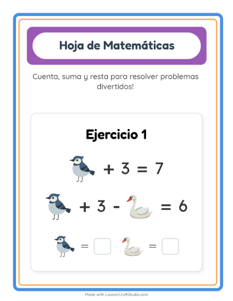 Vista previa de la hoja de Ficha Matemática con Cosas que vuelan para jardín infantil