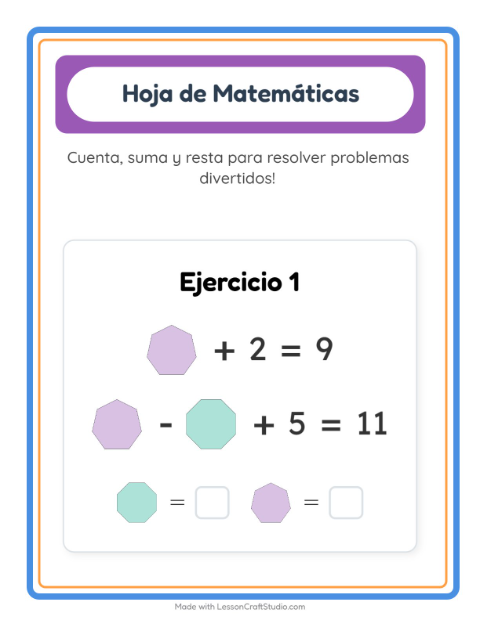 Vista previa de la hoja de Ficha Matemática con Formas para jardín infantil