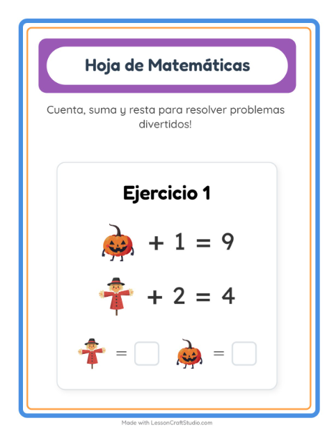 Vista previa de la hoja de Ficha Matemática con Misceláneo para jardín infantil