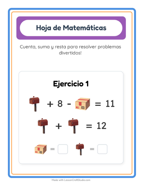 Vista previa de la hoja de Ficha Matemática con Oficina de correos para jardín infantil