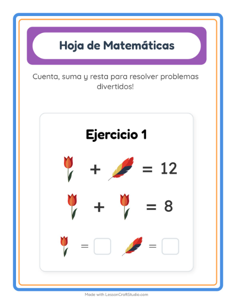 Vista previa de la hoja de Ficha Matemática con Pascua para jardín infantil