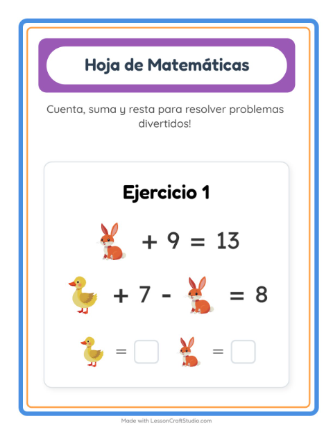 Vista previa de la hoja de Ficha Matemática con Primavera para jardín infantil