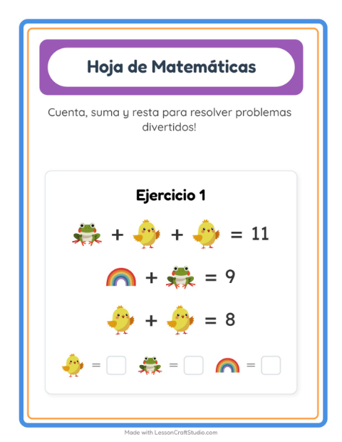 Vista previa de la hoja de Ficha Matemática con Primavera para jardín infantil