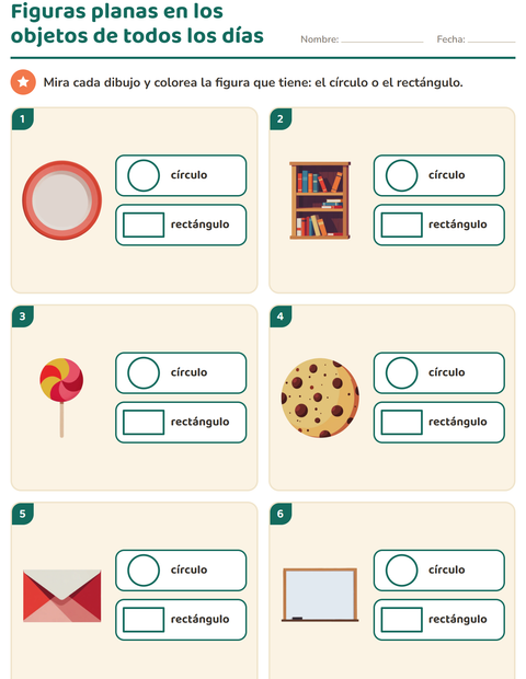 Vista previa de la hoja de Figuras geométricas planas para jardín infantil