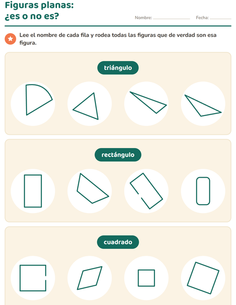 Reconoce las figuras geométricas planas: ¿es o no es? — primer grado