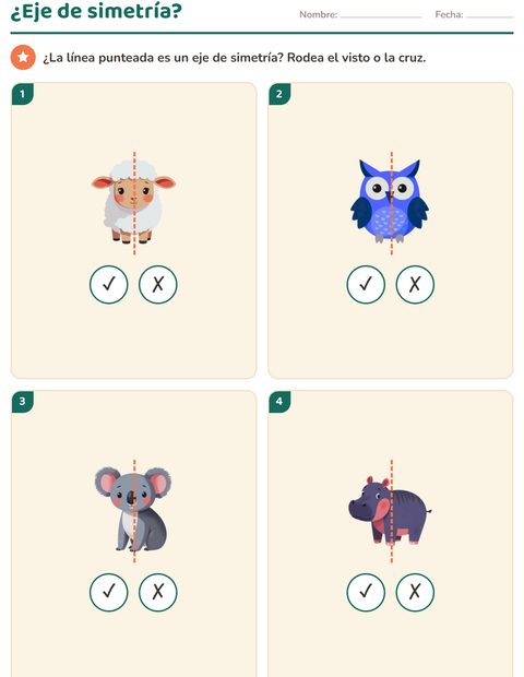 Vista previa de la hoja de Geometría con Animales para grado 2