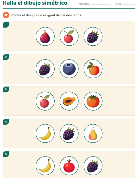 Vista previa de la hoja de Geometría con Frutas para grado 2