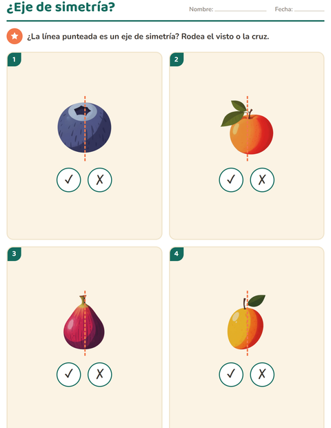 Vista previa de la hoja de Geometría con Frutas para grado 2