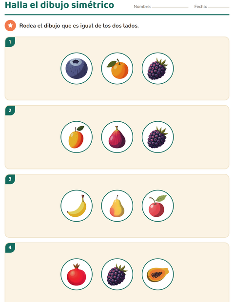 Vista previa de la hoja de Geometría con Frutas para grado 2