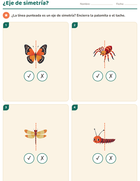 Vista previa de la hoja de Geometría con Insectos y bichos para grado 2
