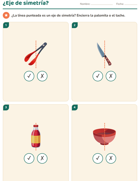 Vista previa de la hoja de Geometría con Utensilios de cocina para grado 2