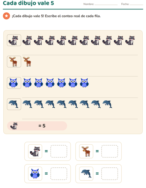 Vista previa de la hoja de Gráficos y datos con Animales para grado 3
