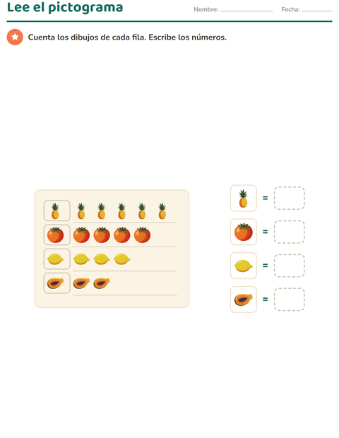 Pictogramas y gráficas de barras para primer grado — 5