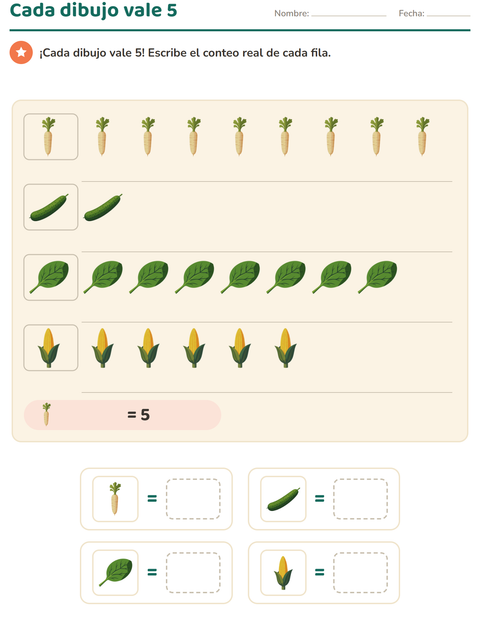 Vista previa de la hoja de Gráficos y datos con Verduras para grado 3
