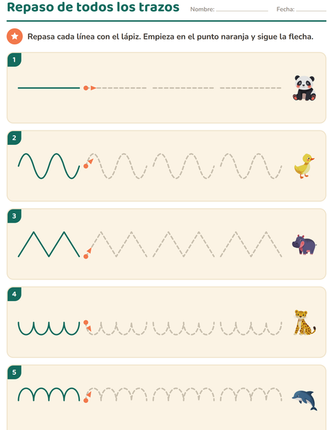 Vista previa de la hoja de Grafomotricidad con Animales para jardín infantil